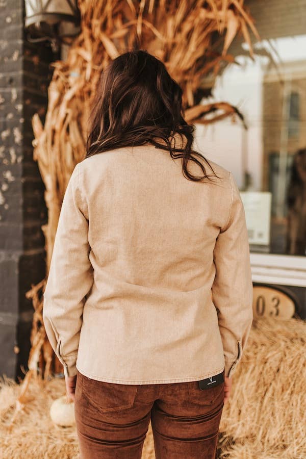 Cream Mineral Wash Button Down Shirt