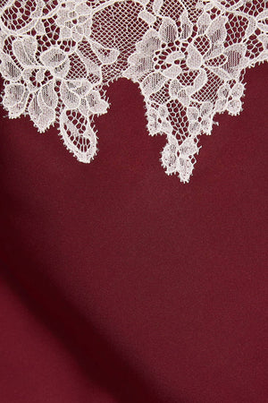 LACE TRIM ASYMMETRICAL SATIN TOP