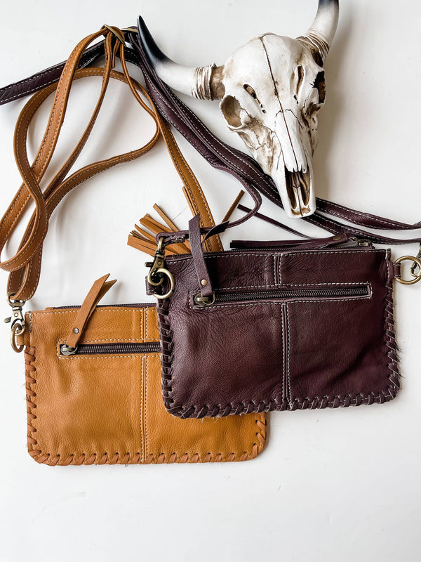 Western Mini Mobile Cowhide Tooled Leather Crossbody