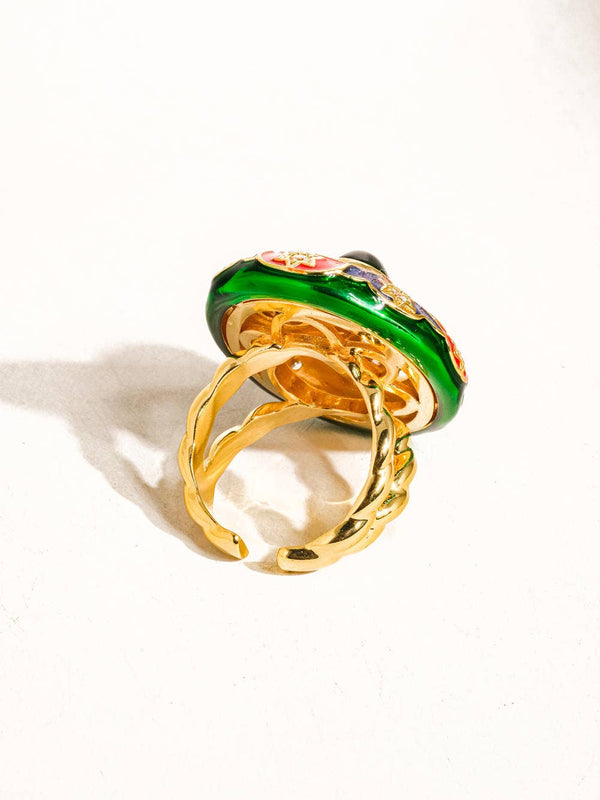 Darla 18K Gold Vintage Statement Oval Ring