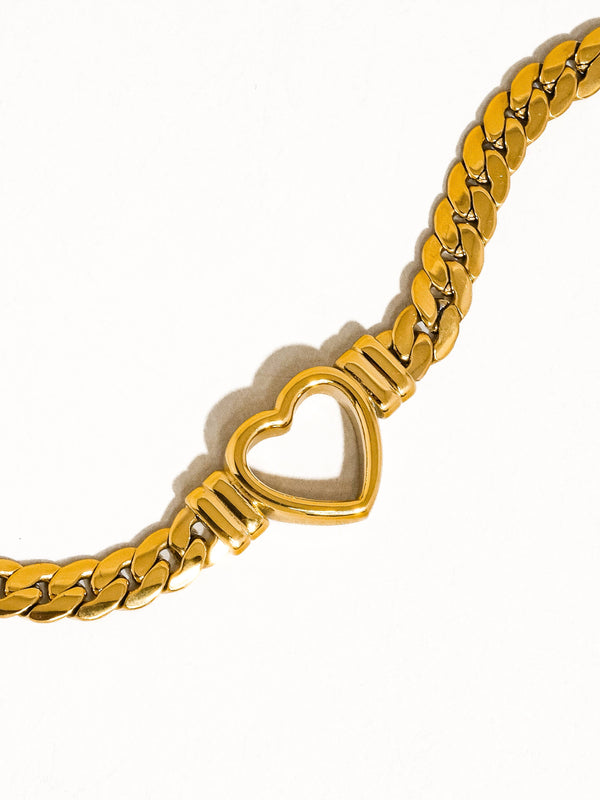 Tessa 14K Non-Tarnish Heart Snake Chain Necklace, Bracelet