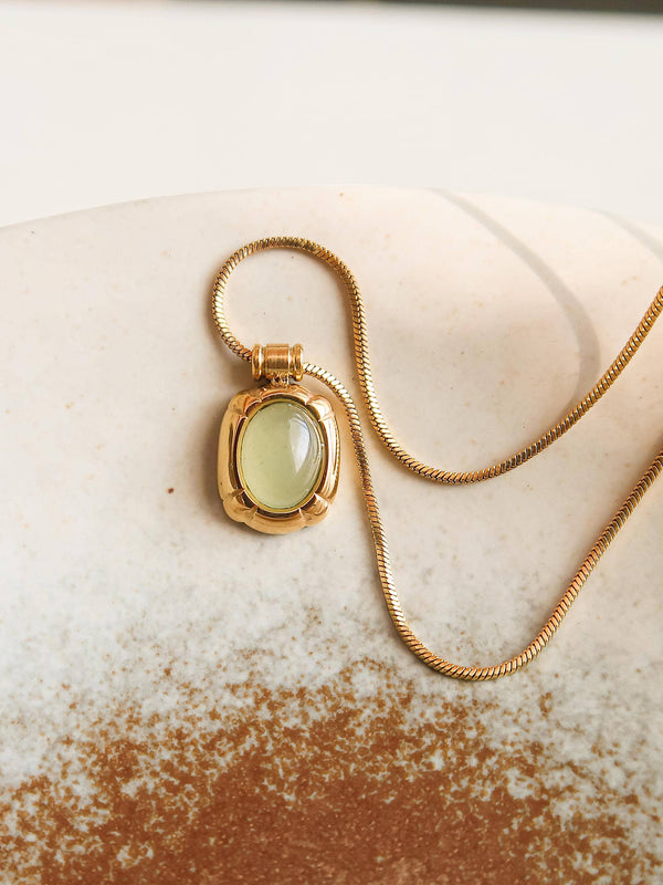 18K Gold Non-Tarnish Natural Stone Necklace