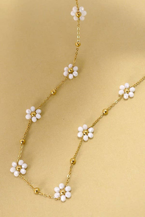 SUMMER MULTI BEADED FLOWER CHARM NECKLACE
