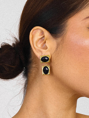 Chance 18K Gold Non-Tarnish Square Stone Earring