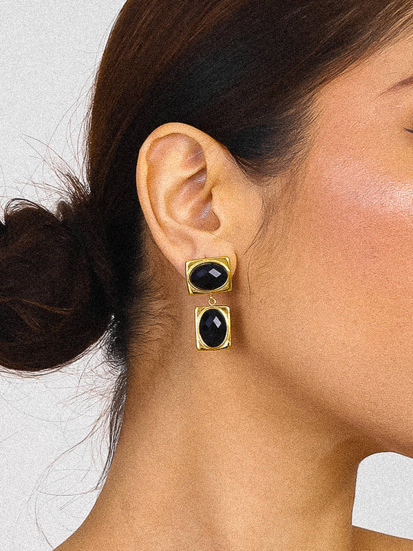 Chance 18K Gold Non-Tarnish Square Stone Earring