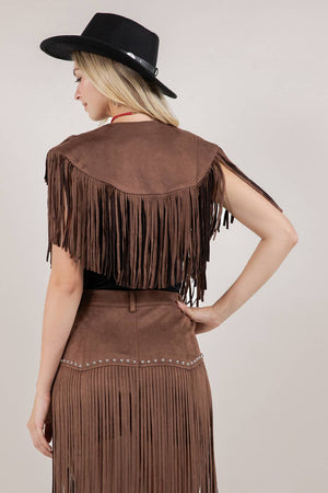 CHOCO FRINGE SUEDE COLLAR / SHRUG