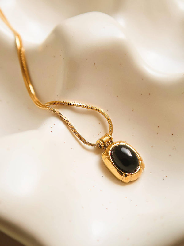 18K Gold Non-Tarnish Natural Stone Necklace