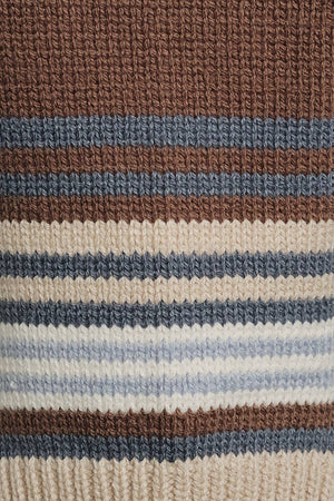 CREW NECK MULTI STRIPE SWEATER WITH WIDE LEG PANTS