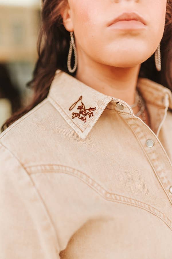 Cream Mineral Wash Button Down Shirt