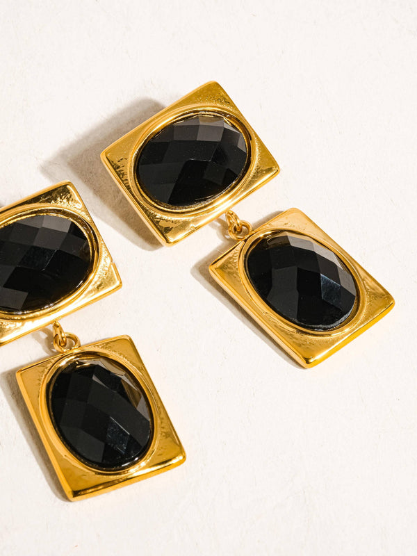 Chance 18K Gold Non-Tarnish Square Stone Earring