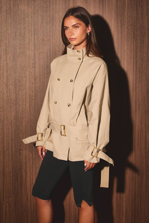 LONG SLEEVE HIGH NECK TRENCH JACKET