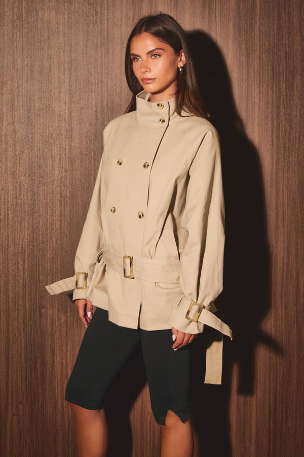 LONG SLEEVE HIGH NECK TRENCH JACKET