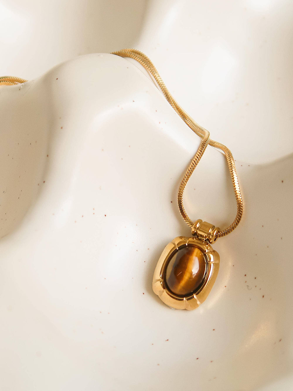 18K Gold Non-Tarnish Natural Stone Necklace