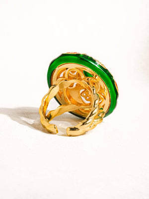 Darla 18K Gold Vintage Statement Oval Ring