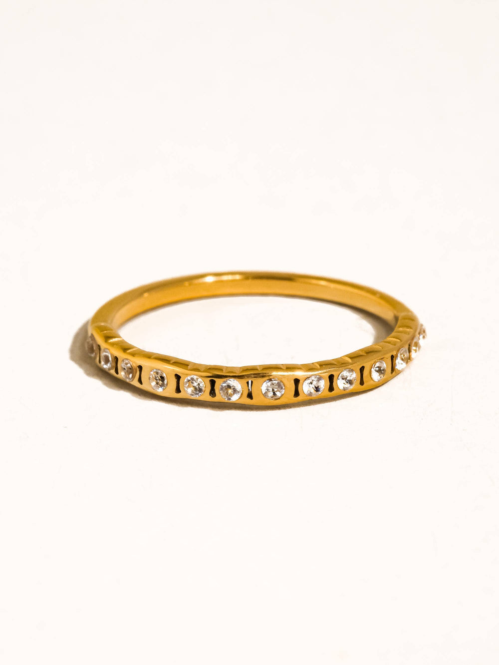 Ring 18K Gold Non-Tarnish Thin CZ Band
