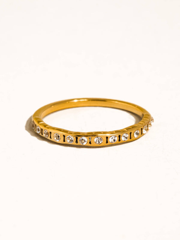 Ring 18K Gold Non-Tarnish Thin CZ Band