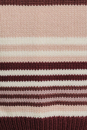 CREW NECK MULTI STRIPE SWEATER WITH WIDE LEG PANTS