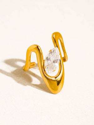 Vana 18K Gold Non-Tarnish Marquise CZ Open Ring