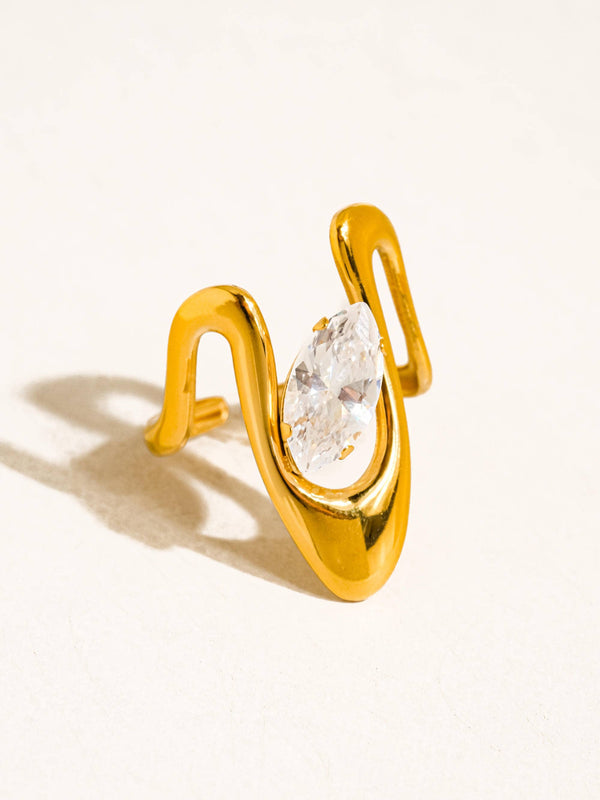 Vana 18K Gold Non-Tarnish Marquise CZ Open Ring
