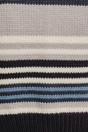 CREW NECK MULTI STRIPE SWEATER WITH WIDE LEG PANTS