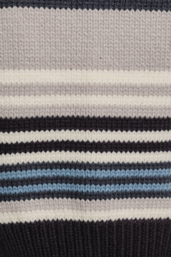 CREW NECK MULTI STRIPE SWEATER WITH WIDE LEG PANTS