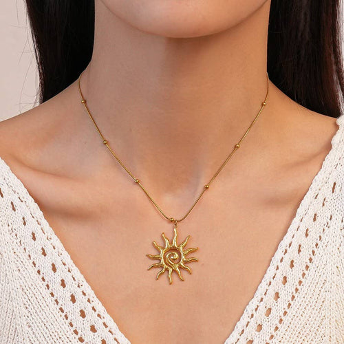 18K STAINLESS STEEL TARNISH FREE SUN NECKLACE