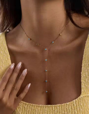 Faux turquoise lariat necklace