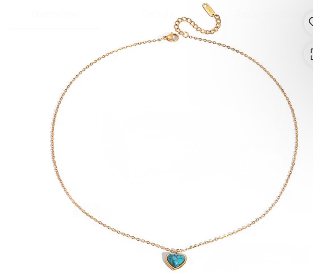 Faux turquoise heart necklace