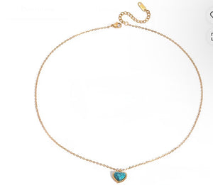 Faux turquoise heart necklace