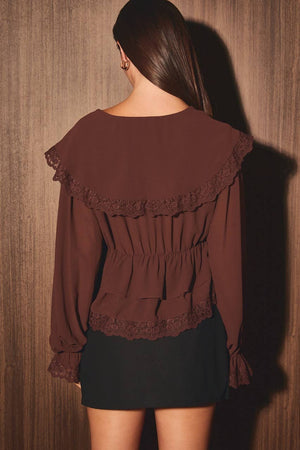 CHIFFON TOP WITH LACE DETAILING