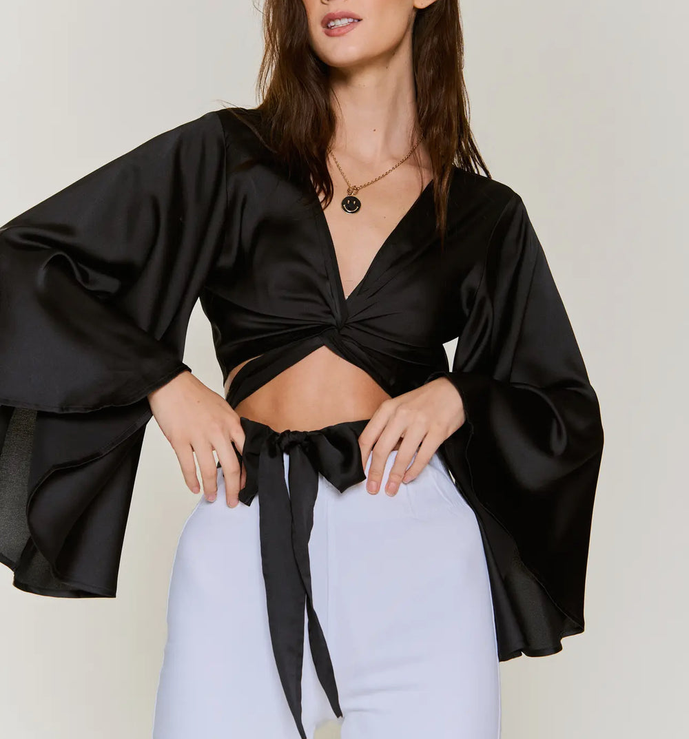 Satin wrap top