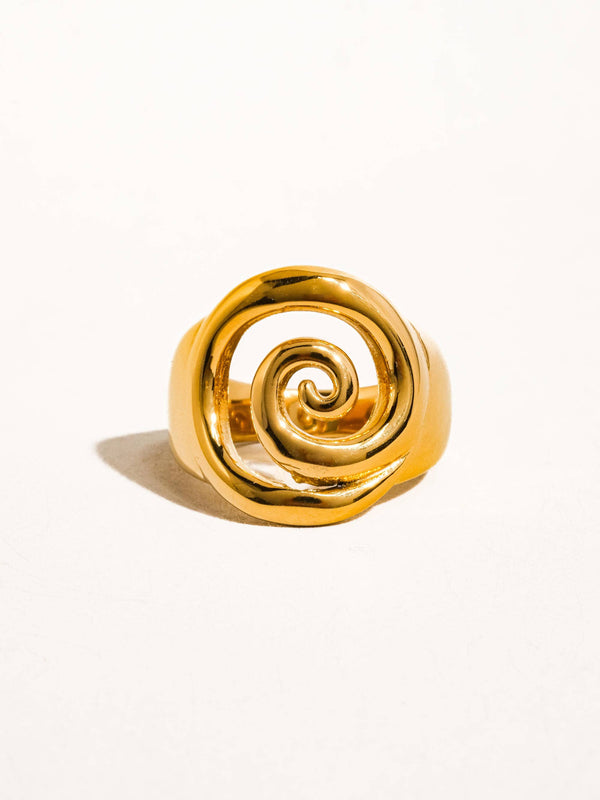 Carbon 18K Gold Non-Tarnish Twirl Ring