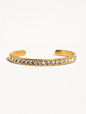 Troy 18K Gold Non-Tarnish Rhinestone Bangle