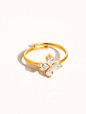 Ethel 18K Gold Non-Tarnish CZ Clover Ring