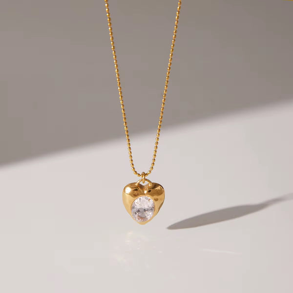 Gold heart cz necklace