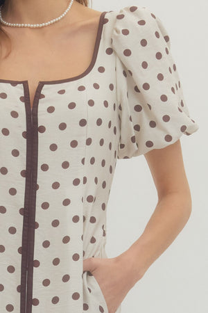 Ivory and coco polka dot dress