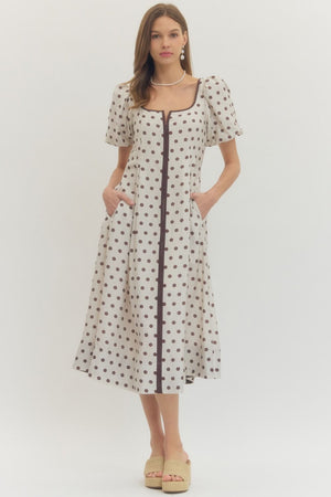 Ivory and coco polka dot dress