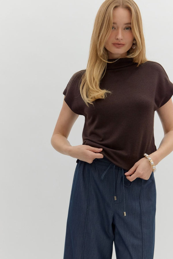 Coffee mock neck