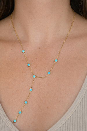 Faux turquoise lariat necklace