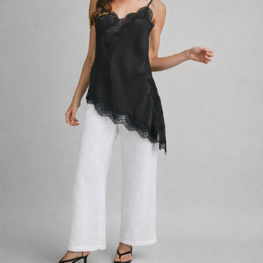 Asymmetrical lace top