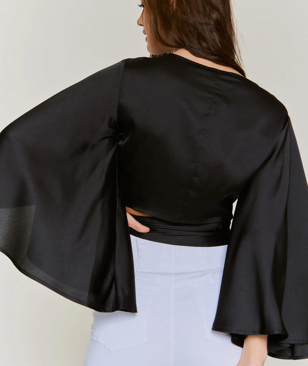 Satin wrap top