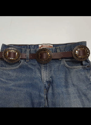Brown genuine leather belt