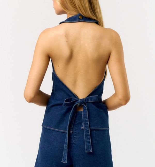 Denim halter vest