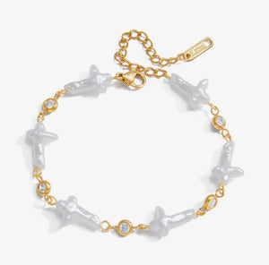 Pearl cross bracelet