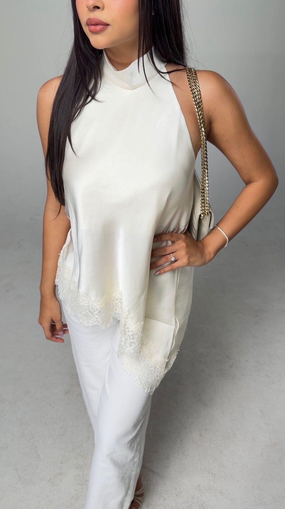 Ivory asymmetrical halter