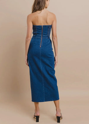 Denim strapless dress