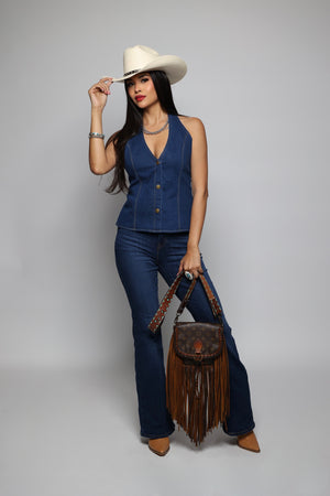 Denim halter vest