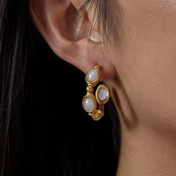Pearl large hoops