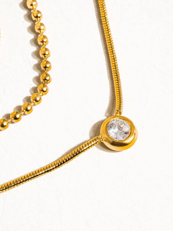 Paulette 18K Gold Non-Tarnish Trilayer CZ Chain Necklace