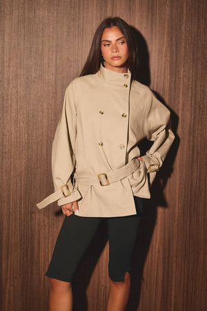 LONG SLEEVE HIGH NECK TRENCH JACKET